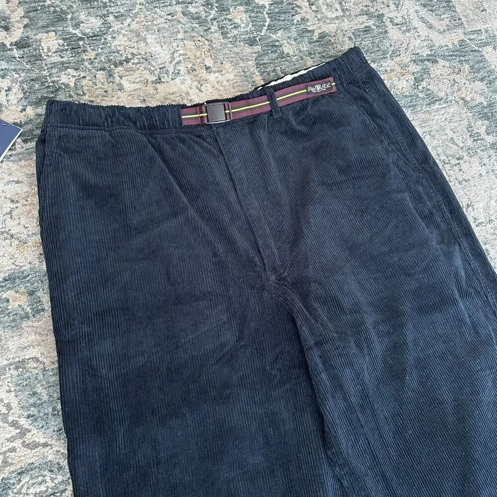 Polo Ralph Lauren Pants Mens XXL Corduroy Aviator Belted Relaxed Fit‎ Navy NWT